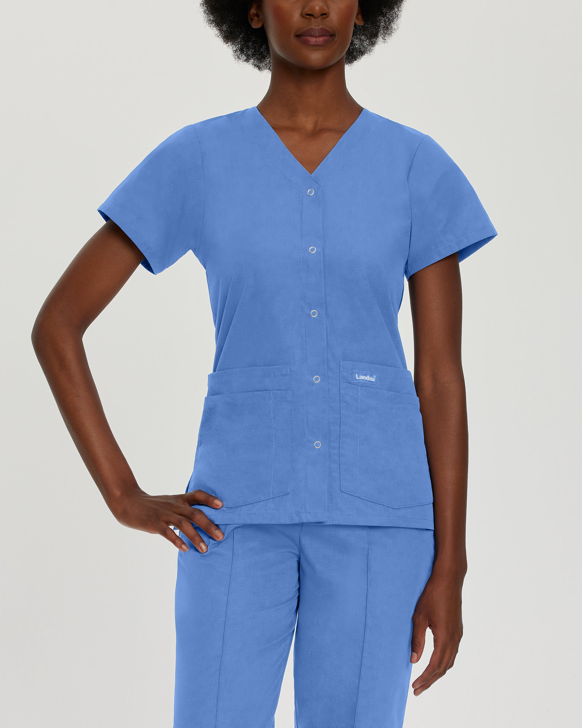 Essentials Women's 4-Pocket V-Neck Scrub Top