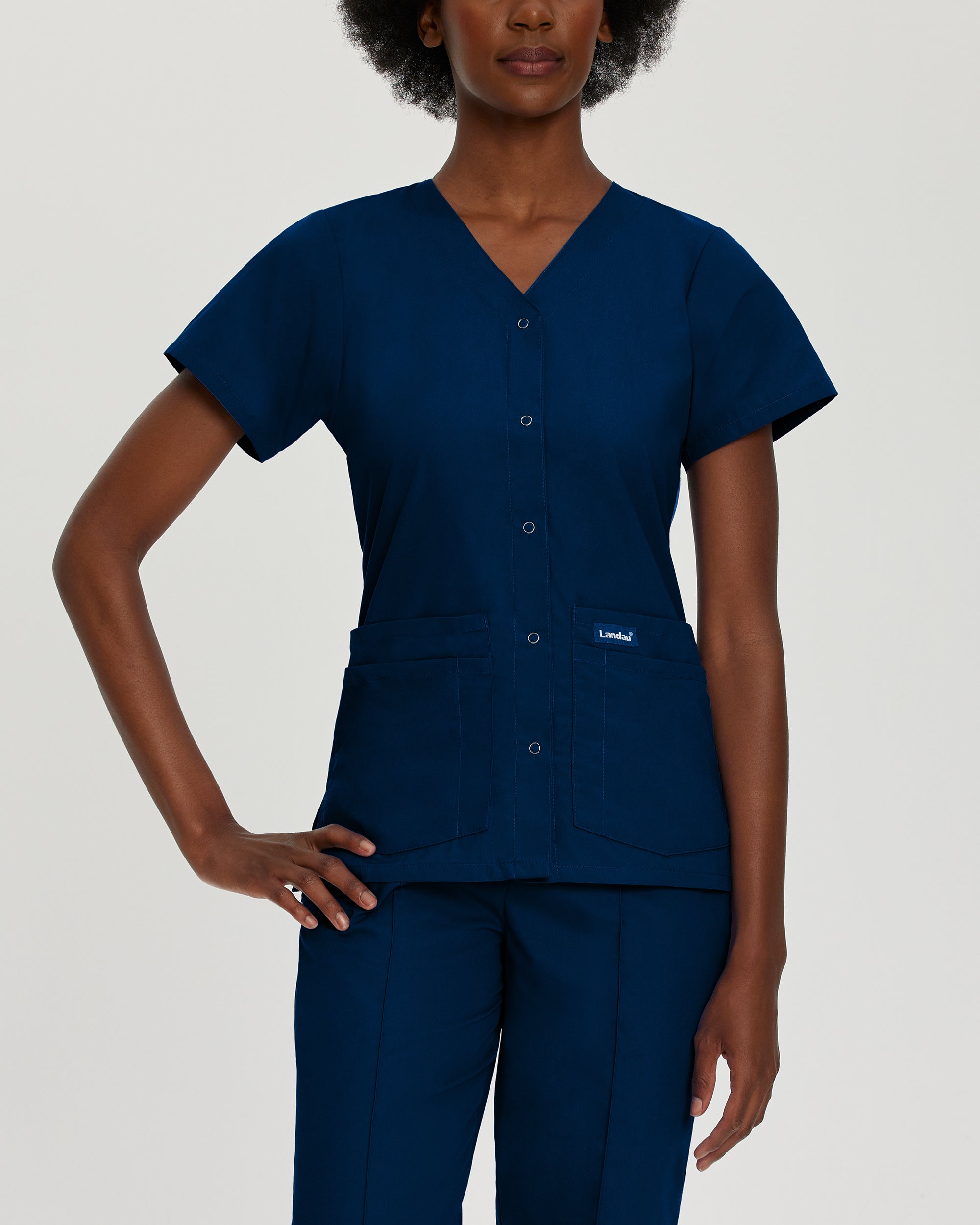 Essentials Women's 4-Pocket V-Neck Scrub Top