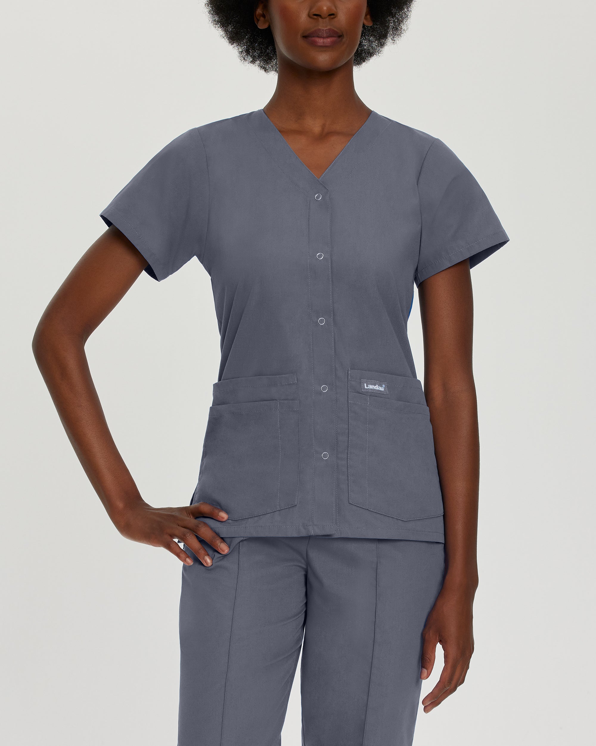 Essentials Women's 4-Pocket V-Neck Scrub Top