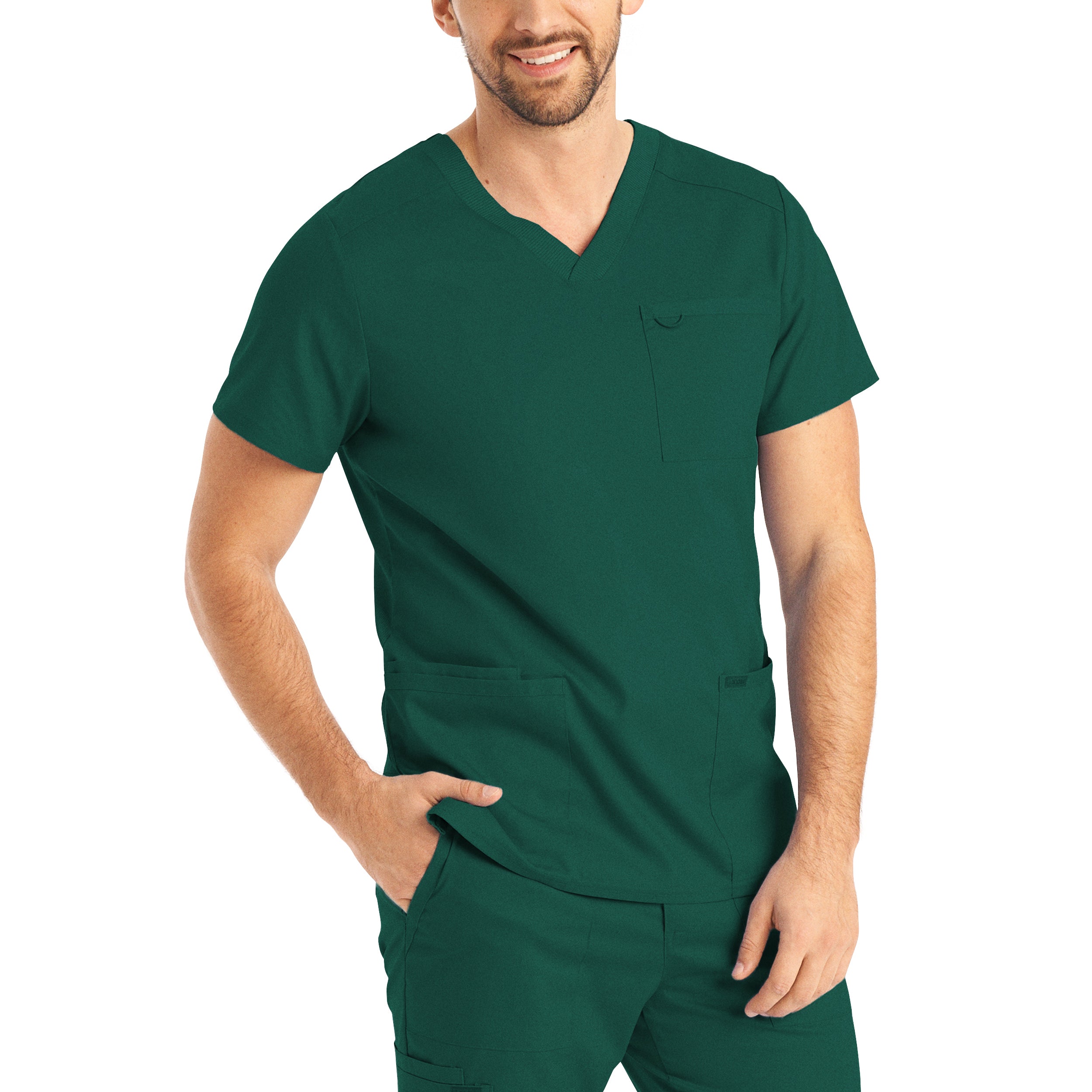 Men's 4-Pocket V-Neck Scrub Top