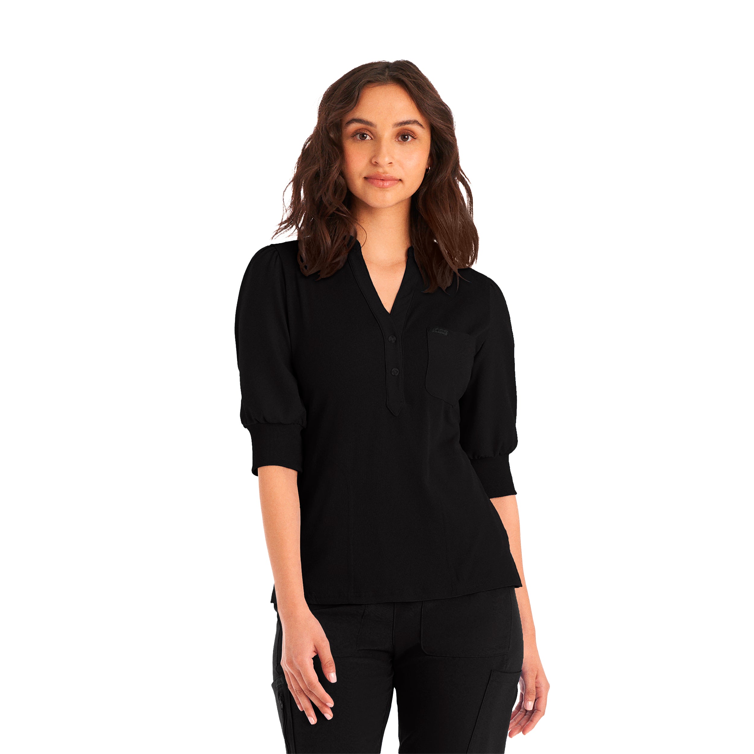 Women's 3-Pocket Y-Neck Scrub Top