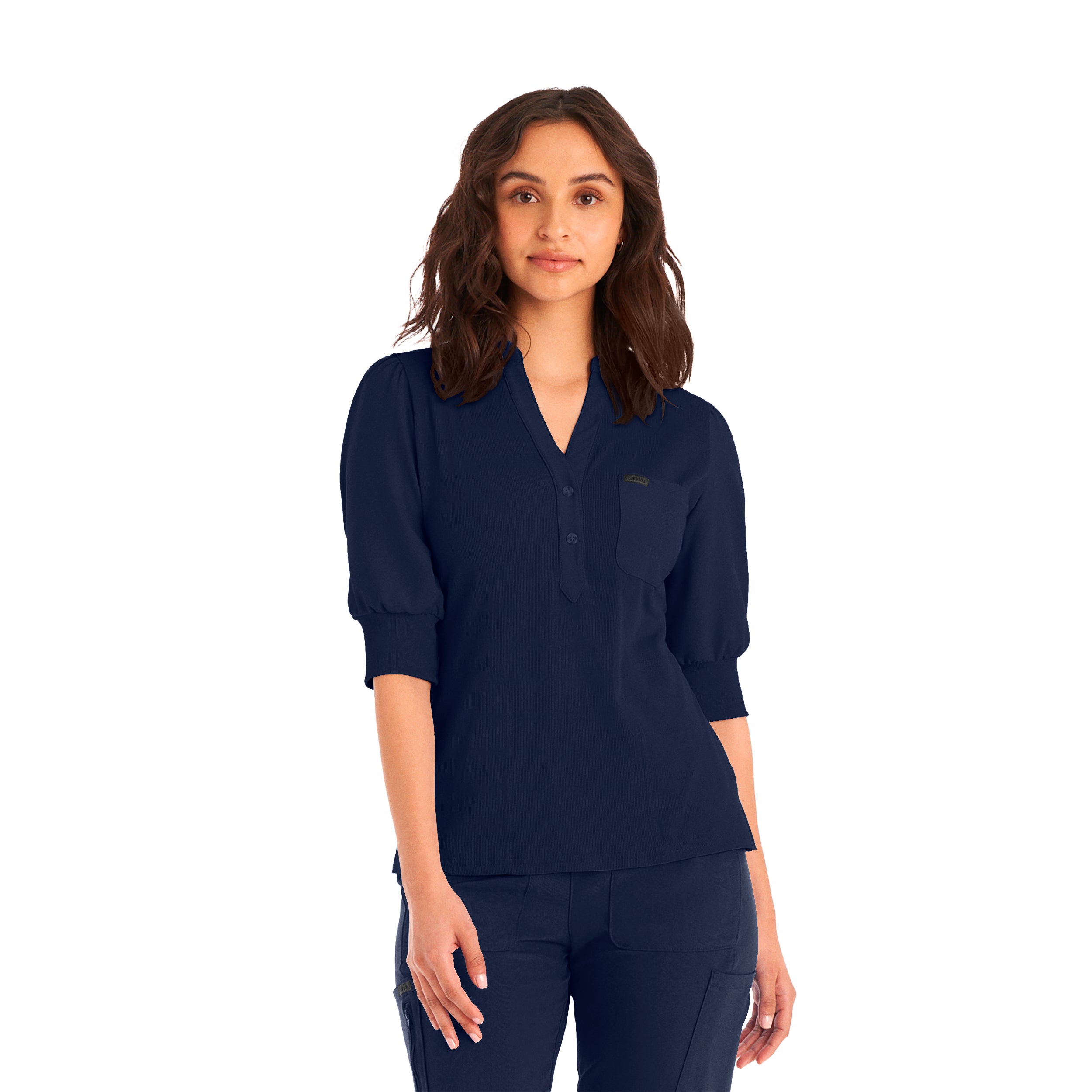 Women's 3-Pocket Y-Neck Scrub Top