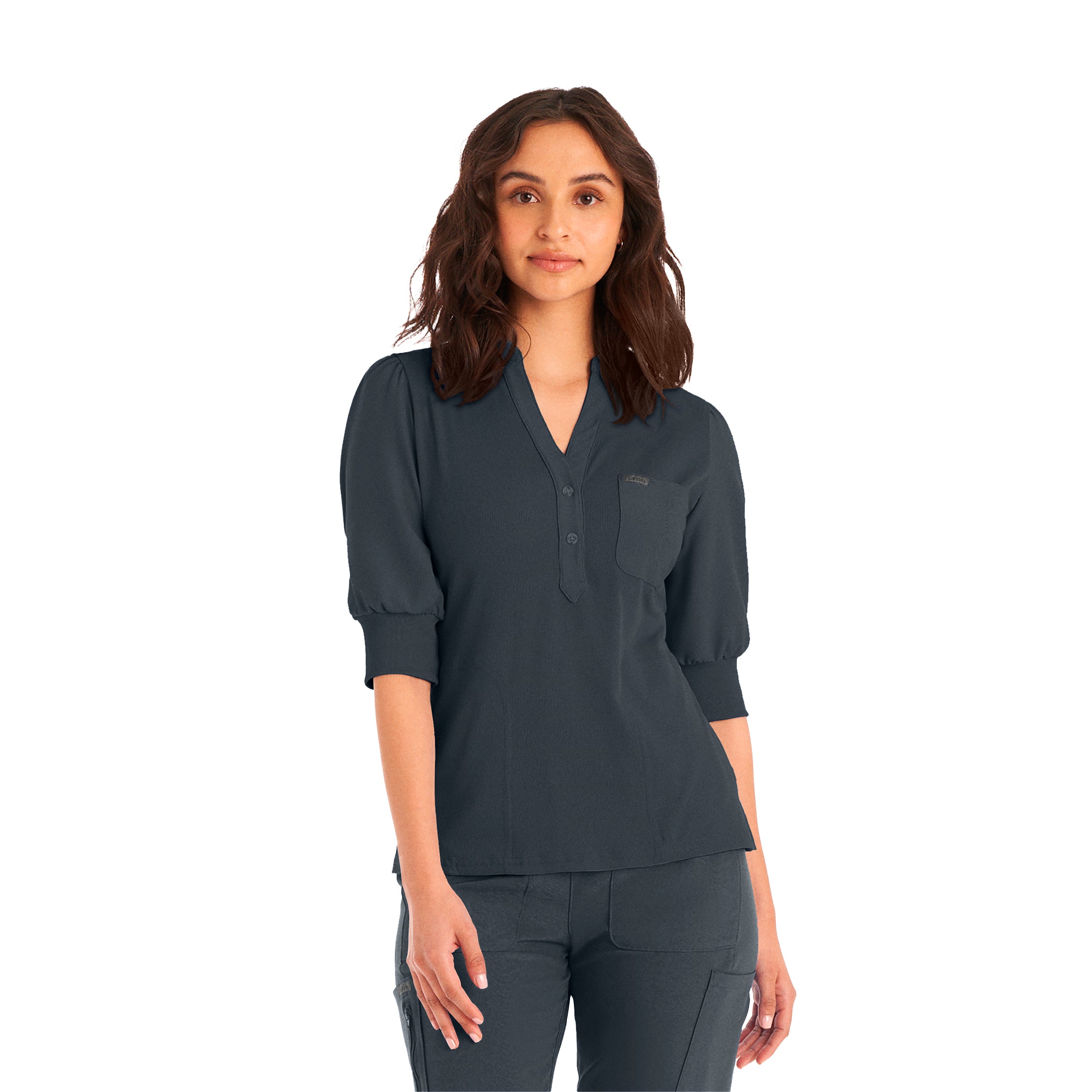 Women's 3-Pocket Y-Neck Scrub Top