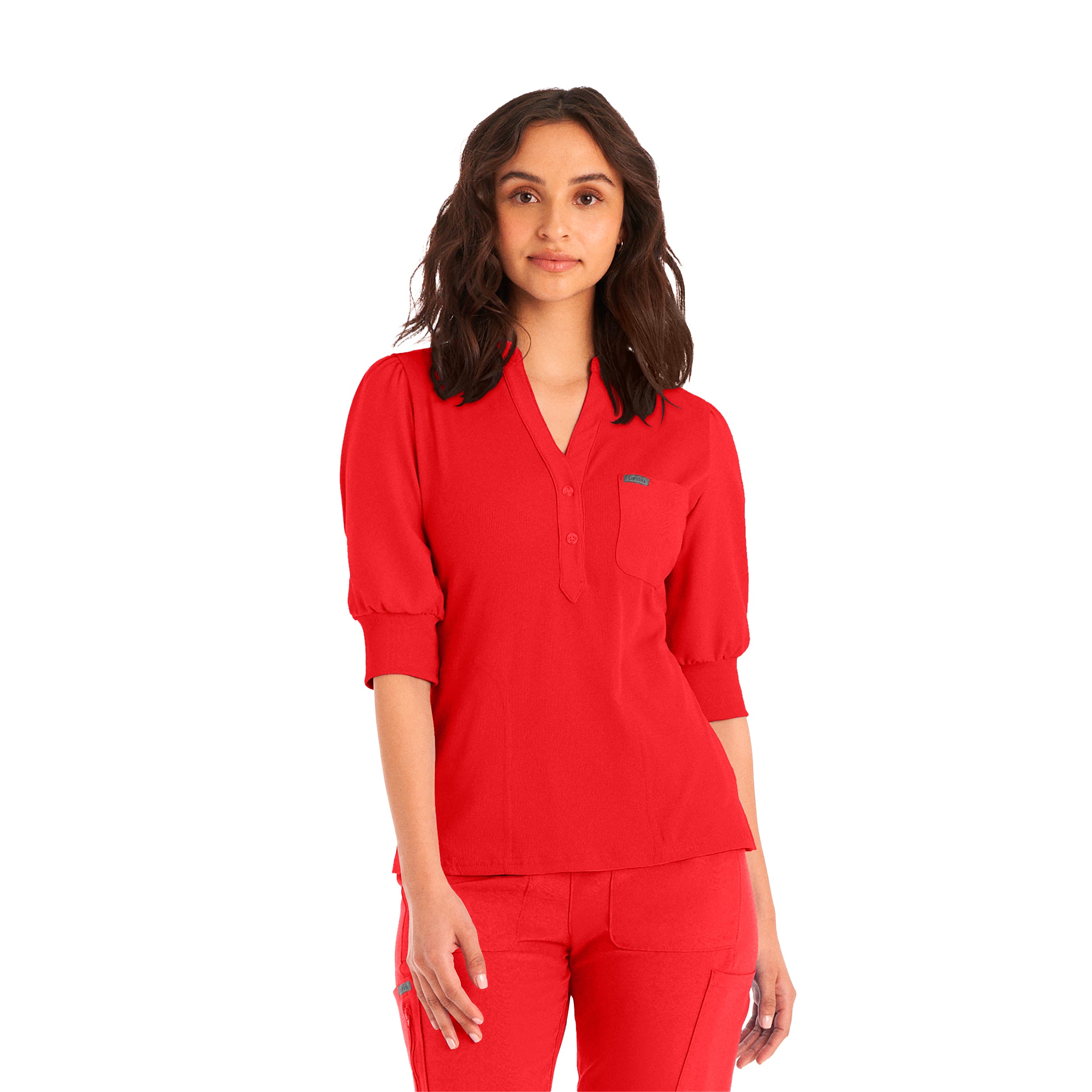 Women's 3-Pocket Y-Neck Scrub Top