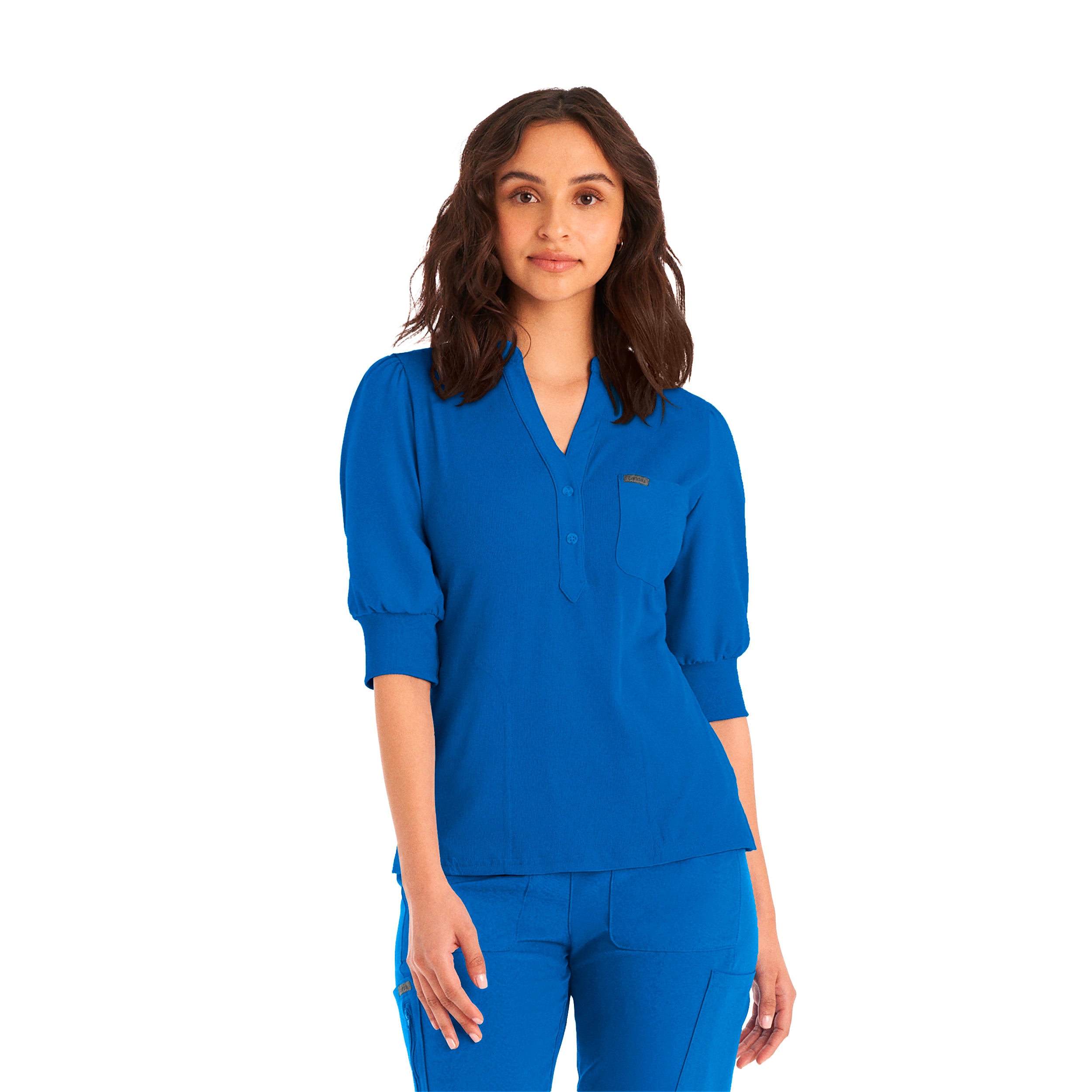 Women's 3-Pocket Y-Neck Scrub Top